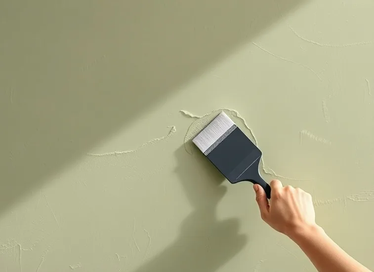 Application d'un enduit décoratif à la lisseuse sur un mur